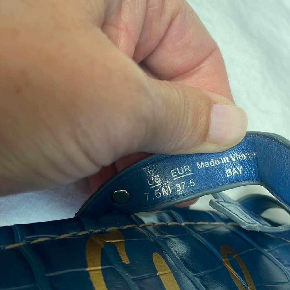 Sam Edelman Bay Slide Sandals Blue Leather - Picture 7 of 7